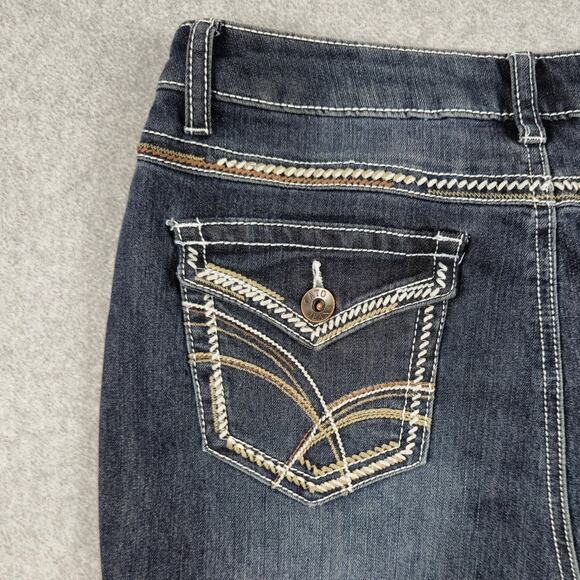 Cato Premium Jeans Size 12 Classic Dark Bootcut Embellished Pockets 31" Waist - Picture 10 of 16